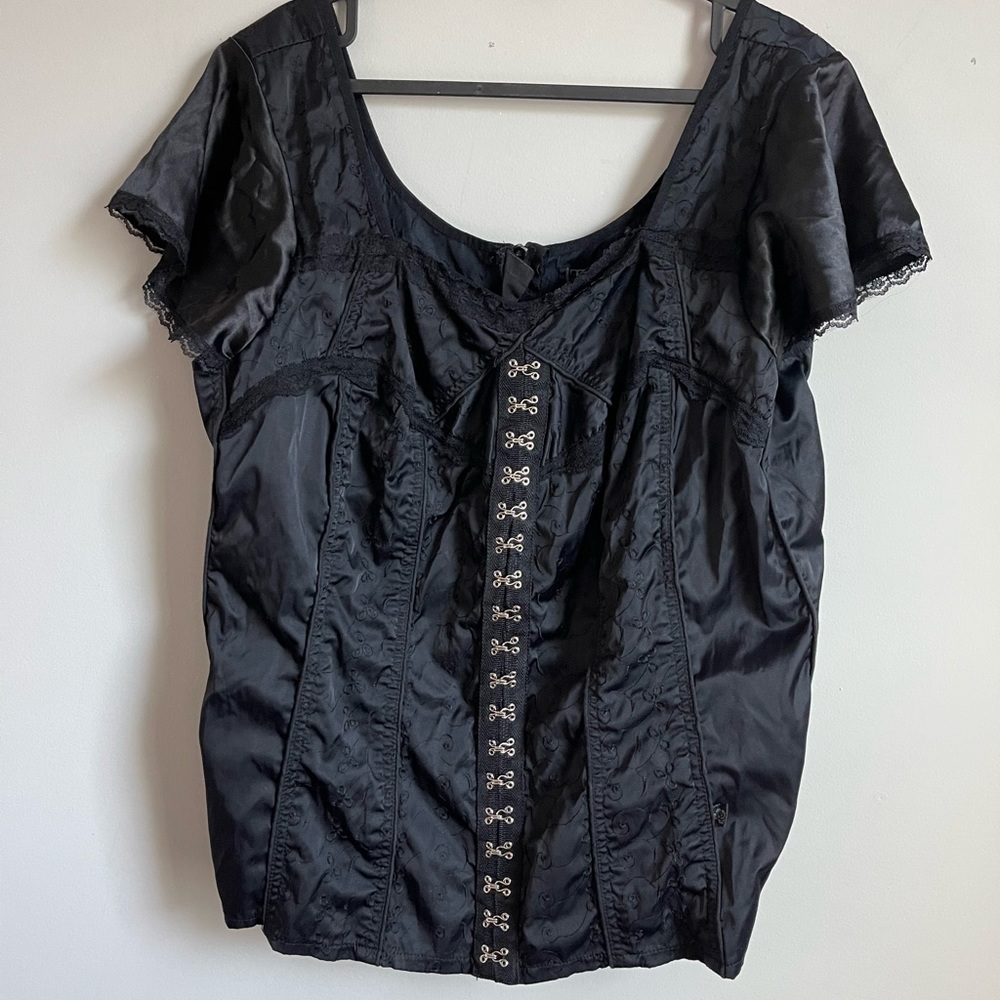 Vintage Tripp NYC Black Lace Corset Gothic Women’s 3X Steampunk Top Blouse Y2K - Picture 1 of 5